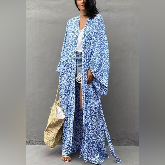 Leopard Sky Kimono Cárdigan Swimsuit Coverup - Picture 3 of 5